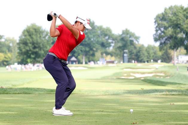 CINCINNATI, OH - SEPTEMBER 10: LPGA, Golf Damen player Peiyun Chien plays her tee shot on the 2nd hole during the final round of the Kroger Queen City Championship at the Kenwood Country Club in Cincinnati, Ohio. (Photo by Brian Spurlock Icon Sportswire) GOLF: SEP 10 LPGA Kroger Queen City Championship EDITORIAL USE ONLY Icon230910028