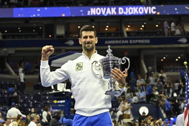 Sport Themen der Woche KW36 Tennis : Us Open 2023 - Novak Djokovic Us open 2023 Winner - and 24 Grand Chelem Tennis : US open 2023 - 10 09 23 ChrysleneCaillaud Panoramic 