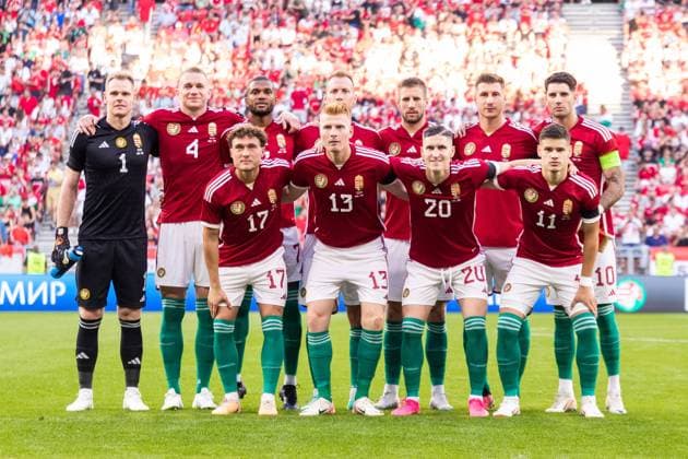 Mannschaftsbild Ungarn, hi.v.li.: Denes Dibusz, Attila Szalai, Loic Nego, Adam Lang, Barnabas Varga, Willi Orban, Dominik Szoboszlai; vorn: Callum Styles, Zsolt Kalmar, Roland Sallai, Milos Kerkez --- Hungary v Czech Republic, football friendly, Budapest, Hungary Budapest, Hungary. 10th, September 2023. The starting-11 of Hungary for the football friendly between Hungary and Czech Republic at the Puskas Arena in Budapest. Budapest Hungary Copyright: xGonzalesxPhoto BalazsxPopalx