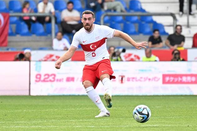 230912 Japan vs Turkey Orkun Kokcu of Turkey in action with the ball during an International Friendly, Länderspiel, Nationalmannschaft game between the national teams of Japan and Turkey on September 12, 2023 in Genk, Belgium. (Photo by Maarten Straetemans Isosport) GENK BELGIUM  Copyright: xx 402745