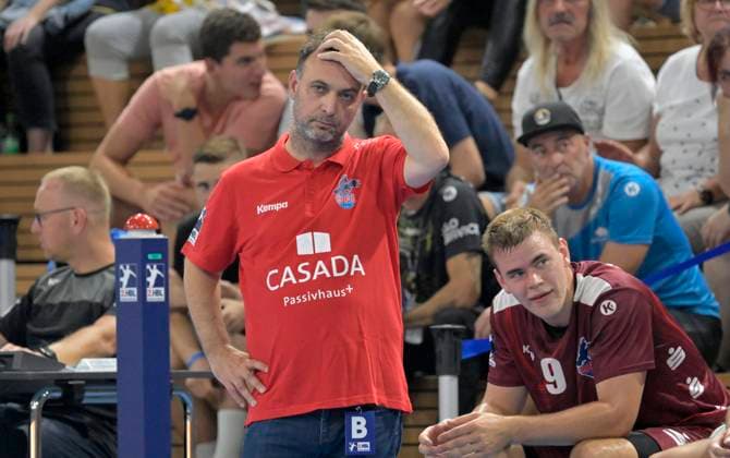 11.09.2023, Potsdams Trainer Bob Hanning, Handball, 2. Bundesliga, 2. Spieltag, HC Elbflorenz Dresden - 1. VfL Potsdam, (c) Dresden Deutschland