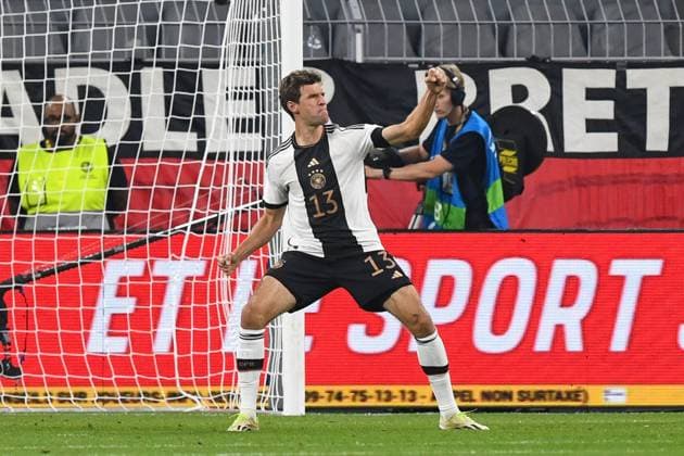 Fussball, Herren, Saison 2023 2024, Länderspiel in Dortmund, Deutschland - Frankreich, v. l. Thomas Mueller (Deutschland) Torjubel, jubelt nach dem Tor zum 1:0, 12.09. 2023, Copyright: xSebastianxRäppold MatthiasxKochx