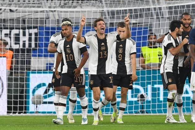 Fussball, Herren, Saison 2023 2024, Länderspiel in Dortmund, Deutschland - Frankreich, v. l. Thomas Mueller (Deutschland) Torjubel, jubelt nach dem Tor zum 1:0, 12.09. 2023, Copyright: xSebastianxRäppold MatthiasxKochx