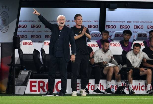 v.li., Interims Bundestrainer Rudi Völler (Deutschland), Hannes Wolf (U20 Trainer Deutschland), Sandro Wagner (U20 Co Trainer Deutschland) 12.09.2023, DFB Fussball Länderspiel 2023, Deutschland - Frankreich Dortmund Signal Iduna Park Deutschland