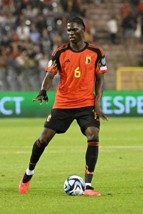 230912 Belgium vs Estonia Amadou Onana of Belgium in action with the ball during the fifth game in group F of the UEFA Qualifying Round of the European Championship, EM, Europameisterschaft 2024 on September 12, 2023 in Brussels, Belgium. (Photo by Maarten Straetemans Isosport) BRUSSELS BELGIUM  Copyright: xx 403058