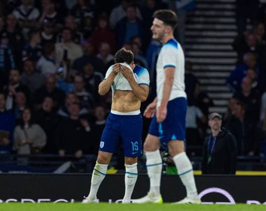 Football - International Friendly, Länderspiel, Nationalmannschaft - Scotland v England GLASGOW, SCOTLAND - Tuesday, September 12, 2023: England s substitute Harry Maguire looks dejected after scoring an own goal during an International Friendly match between Scotland and England at Hampden Park. GLASGOW Hampden Park GLASGOW SCOTLAND  Copyright: xDavidxRawcliffex P2023-09-12-Scotland_England-42