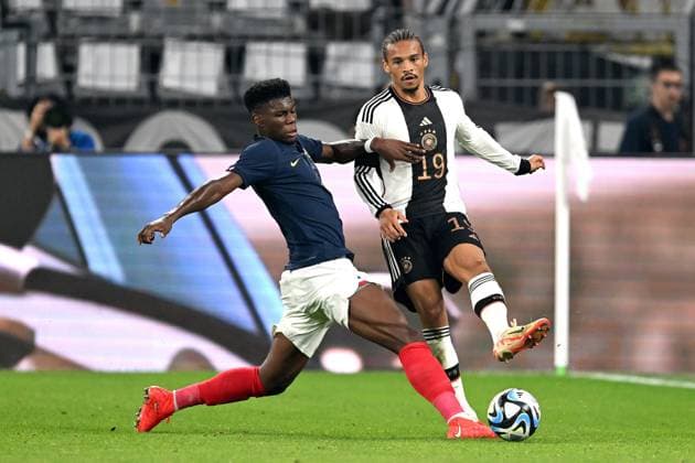 DORTMUND - (l-r) Aurelien Tchouameni of France, Leroy Sane of Germany during the friendly Interland match between Germany and France at the Signal Iduna Park on September 12, 2023 in Dortmund, Germany. ANP Hollandse Hoogte International Friendly, Länderspiel, Nationalmannschaft 2023 2024 xVIxANPxSportx xGerritxvanxKeulenxIVx 478050046 originalFilename: 478050046.jpg