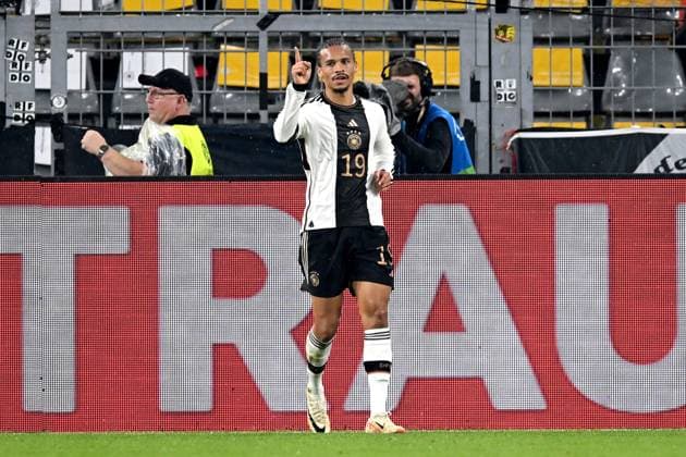 DORTMUND - Leroy Sane of Germany celebrates the 2-0 during the friendly Interland match between Germany and France at the Signal Iduna Park on September 12, 2023 in Dortmund, Germany. ANP Hollandse Hoogte International Friendly, Länderspiel, Nationalmannschaft 2023 2024 xVIxANPxSportx xGerritxvanxKeulenxIVx 478051528 originalFilename: 478051528.jpg