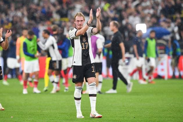 Fussball, Herren, Saison 2023 2024, Länderspiel in Dortmund, Deutschland - Frankreich, v. l. Julian Brandt (Deutschland) gestikuliert, gestures, 12.09. 2023, Copyright: xSebastianxRäppold MatthiasxKochx