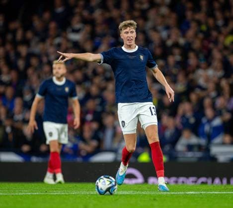 12th September 2023; Hampden Park, Glasgow, Scotland: International Football Friendly, Scotland versus England; Jack Hendry of Scotland shouts instructions  ActionPlus12553047 VagelisxGeorgariou