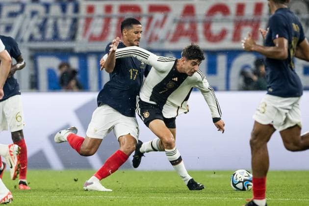 Freundschaftsspiel Deutschland - Frankreich; 12.09.2023 William Saliba (Frankreich, 17), Kai Havertz (Deutschland, 7) Freundschaftsspiel Deutschland - Frankreich, Dortmund, Signal Iduna Park am 12.09.2023 DFB REGULATIONS PROHIBIT ANY USE OF PHOTOGRAPHS AS IMAGE SEQUENCES AND OR QUASI-VIDEO. Copyright: xBEAUTIFULxSPORTS Wunderlx
