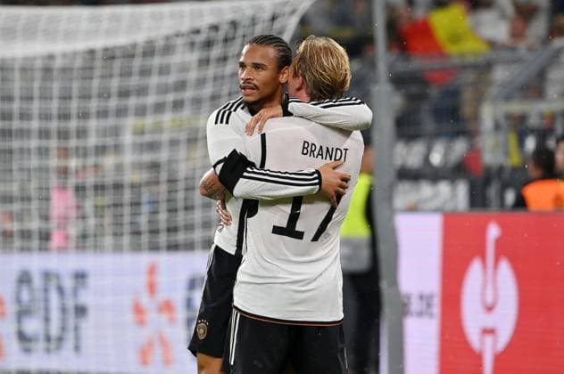 Jubel Leroy Sane (Deutschland), Julian Brandt (Deutschland), v.li. 12.09.2023, DFB Fussball Länderspiel 2023, Deutschland - Frankreich 2:1 Dortmund Signal Iduna Park Deutschland