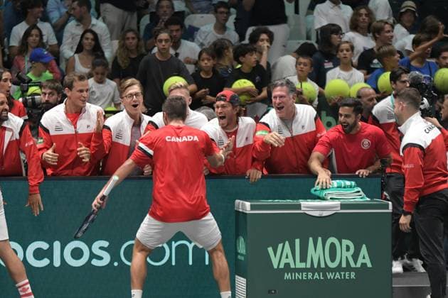 Cosenza-Ascoli Davis Cup 2023 Unipol Arena 13 Settembre Italia vs Canada Nella foto: Alexis Galarneaur festeggia la vittoria su Sonego Bologna Italy Copyright: xAndreaxRositox DSC_9635