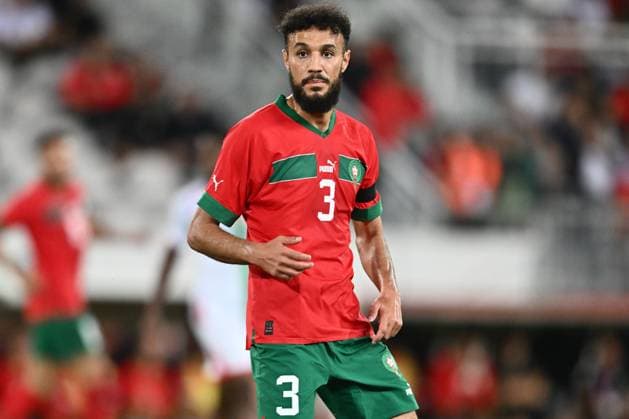 LENS, FRANCE - SEPTEMBER 12: Noussair Mazraoui of Morocco during the Internacional Friendly match between Morocco and Burkina Faso at Stade Bollaert-Delelis on September 12, 2023 in Lens, France. Photo Sebastian Frej Morocco v Burkina Faso- Internacional Friendly Copyright: xSebastianxFrejx