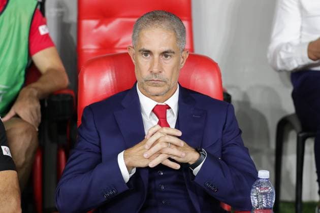 September 10, 2023, Tirana, Albania: Coach Sylvinho of Albania seen during the European Championship, EM, Europameisterschaft 2024-Qualifying round Match between Albania and Poland at Air Albania Stadium. Final score; Albania 2:0 Poland. Tirana Albania - ZUMAs197 20230910_aaa_s197_485 Copyright: xGrzegorzxWajdax