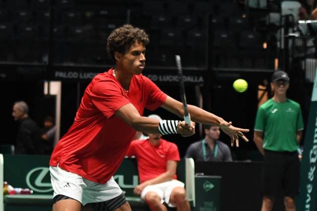 Canada vs Svezia Davis Cup 2023 Unipol Arena 14 Settembre Canada vs Svezia Nella foto: Gabriel Diallo Bologna Italy Copyright: xAndreaxRositox DSC_1795