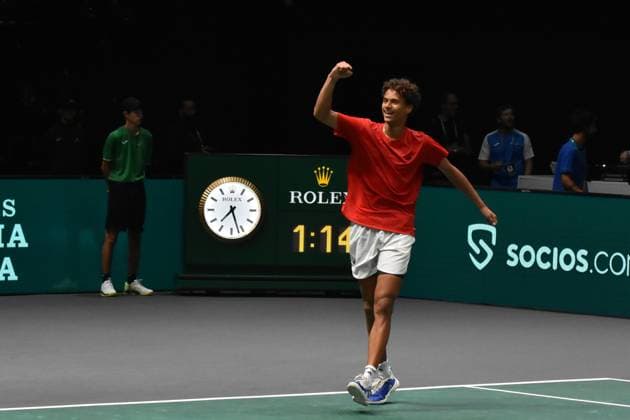 Canada vs Svezia Davis Cup 2023 Unipol Arena 14 Settembre Canada vs Svezia Nella foto: Gabriel Diallo Bologna Italy Copyright: xAndreaxRositox DSC_8437