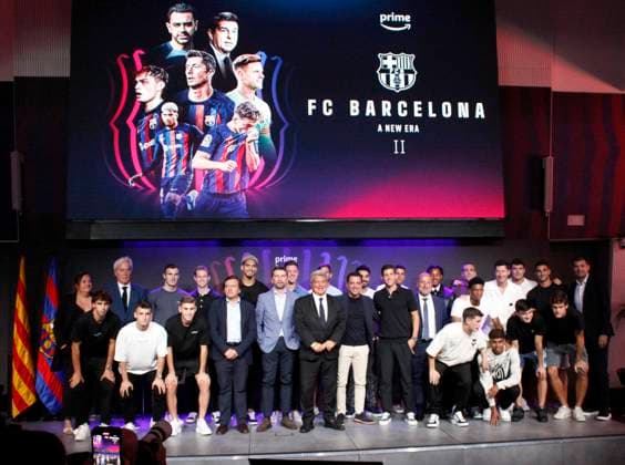 September 14, 2023, Sabadell, Barcelona, Spain: Barcelona Spain 14.09.2023 FC Barcelona, Barca Players and Joan Laporta (Barcelona) look during the Prime Video A New Era II at Camp Nou on 14 September 2023 in Barcelona. Sabadell Spain - ZUMAu50_ 20230914_zsp_u50_024 Copyright: xXavixUrgelesx