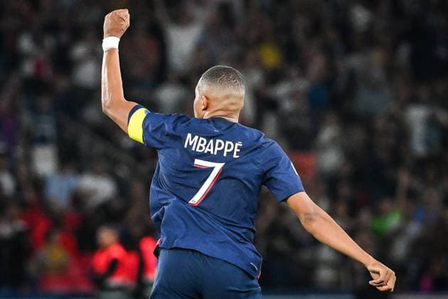 September 15, 2023, Paris, France, France: Kylian MBAPPE of PSG celebrates his goal during the Ligue 1 match between Paris Saint-Germain (PSG) and OGC Nice at Parc des Princes Stadium on September 15, 2023 in Paris, France. Paris France - ZUMAm308 20230915_zsp_m308_013 Copyright: xMatthieuxMirvillex