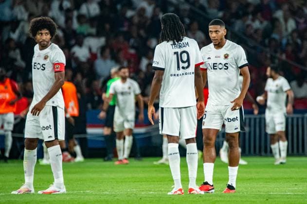 Jean-Clair Todibo (OGC Nice) KhÃ phren Thuram (OGC Nice) Dante (OGC Nice) FOOTBALL : Paris Saint Germain - OGC Nice - Ligue 1 - JournÃ e 5 - 15 09 2023 BaptisteAutissier Panoramic 
