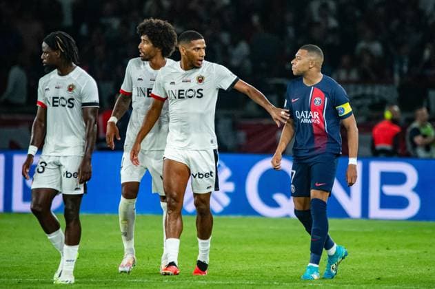 Kylian Mbappe (Paris SG) Jean-Clair Todibo (OGC Nice) FOOTBALL : Paris Saint Germain - OGC Nice - Ligue 1 - JournÃ e 5 - 15 09 2023 BaptisteAutissier Panoramic 