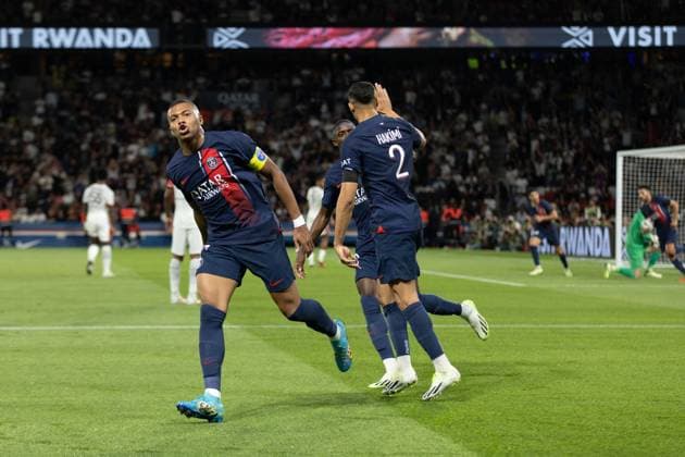 September 15, 2023, Paris, Paris, France, France: Kylian Mbappo of PSG celebrates after scoring a goal during a match between PSG and Nice as part of Ligue 1 at Parc des Princes on September 15, 2023 in Paris, France. ( Pximages) Paris France - ZUMAp175 20230915_zsa_p175_003 Copyright: xJosexPrestesx