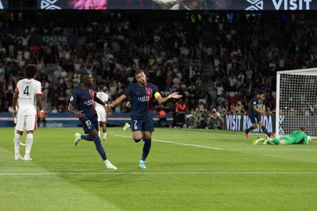 September 15, 2023, Paris, Paris, France, France: Kylian Mbappo of PSG celebrates after scoring a goal during a match between PSG and Nice as part of Ligue 1 at Parc des Princes on September 15, 2023 in Paris, France. ( Pximages) Paris France - ZUMAp175 20230915_zsa_p175_005 Copyright: xJosexPrestesx