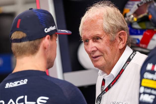 MARKO Helmut (aut), Drivers™ Manager of Red Bull Racing, VERSTAPPEN Max (ned), Red Bull Racing RB19, portrait during the 2023 Formula 1 Singapore Airlines Singapore Grand Prix, 15th round of the 2023 Formula One World Championship, WM, Weltmeisterschaft from September 15 to 17, 2023 on the Marina Bay Street Circuit, in Singapore - F1 - SINGAPORE GRAND PRIX 2023 DPPI Panoramic  00123034_G0OD6940