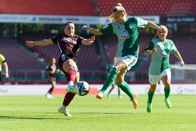 Nina Luehrssen (27 SV Werder Bremen) during the Google Pixel Frauen Bundesliga match between 1. FC Nuremberg and SV Werder Bremen at Max-Morlock-Stadium, Nuremberg, Germany. (Sven Beyrich SPP) Copyright: xSvenxBeyrich SPPx spp-en-SvBe-20230916-D4S_2329