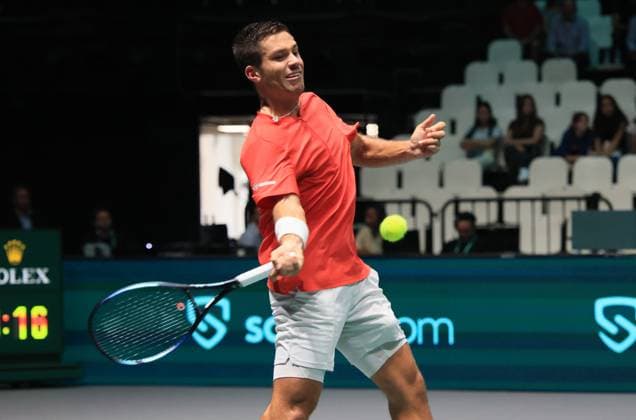Tennis, Davis Cup, Kanada - Chile Photo Michele Nucci LaPresse - September 16, 2023 Bologna, Italy - tennis - Canada vs. Chile - Finals group A - Alexis Galarneau (CAN) vs. Alejandro Tabilo (CHI) - Davis Cup 2023 - Unipol Arena. In the pic: Alexis Galarneau  Copyright: xMichelexNucci LaPressex