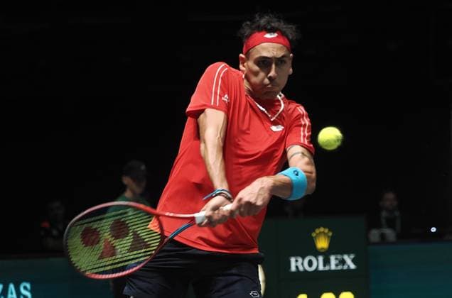 Tennis, Davis Cup, Kanada - Chile Photo Michele Nucci LaPresse - September 16, 2023 Bologna, Italy - tennis - Canada vs. Chile - Finals group A - Alexis Galarneau (CAN) vs. Alejandro Tabilo (CHI) - Davis Cup 2023 - Unipol Arena. In the pic: Alejandro Tabilo  Copyright: xMichelexNucci LaPresse MichelexNx
