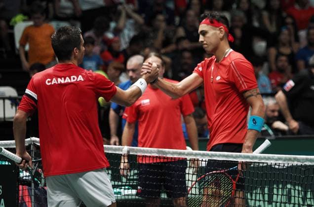 Tennis, Davis Cup, Kanada - Chile Photo Michele Nucci LaPresse - September 16, 2023 Bologna, Italy - tennis - Canada vs. Chile - Finals group A - Alexis Galarneau (CAN) vs. Alejandro Tabilo (CHI) - Davis Cup 2023 - Unipol Arena. In the pic: Alexis Galarneau jubilates for the victory  Copyright: xMichelexNucci LaPressex