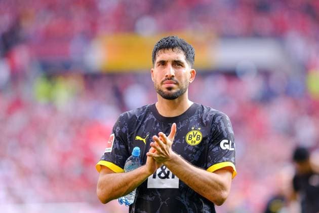Emre Can (Borussia Dortmund, 23) ist sichtlich erfreut ueber den Sieg, Jubel Freude Froh happy gluecklich zufrieden, SC Freiburg vs. Borussia Dortmund, Fussball, 1. Bundesliga, 04. Spieltag, Saison 2023 2024, 16.09.2023, DFL REGULATIONS PROHIBIT ANY USE OF PHOTOGRAPHS AS IMAGE SEQUENCES AND OR QUASI-VIDEO SC Freiburg vs Borussia Dortmund, Fussball, 1. Bundesliga, 04. Spieltag, Saison 2023 2024, 16.09.2023 Freiburg Copyright: xEibner-Pressefotox xMichaelxBermx EP_EER