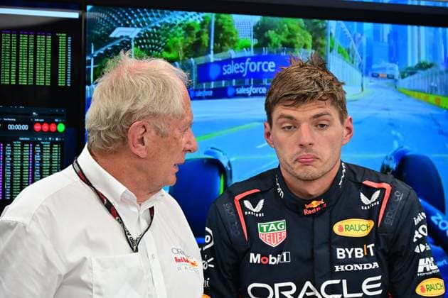 Sport Bilder des Tages Dr. Helmut Marko (AUT, Oracle Red Bull Racing), 1 Max Verstappen (NLD, Oracle Red Bull Racing), F1 Grand Prix of Singapore at Marina Bay Street Circuit on September 16, 2023 in Singapore, Singapore. (Photo by HOCH ZWEI) Singapore Singapore