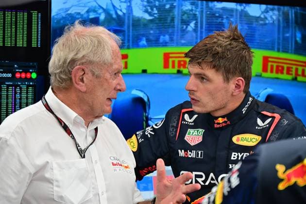 Dr. Helmut Marko (AUT, Oracle Red Bull Racing), 1 Max Verstappen (NLD, Oracle Red Bull Racing), F1 Grand Prix of Singapore at Marina Bay Street Circuit on September 16, 2023 in Singapore, Singapore. (Photo by HOCH ZWEI) Singapore Singapore