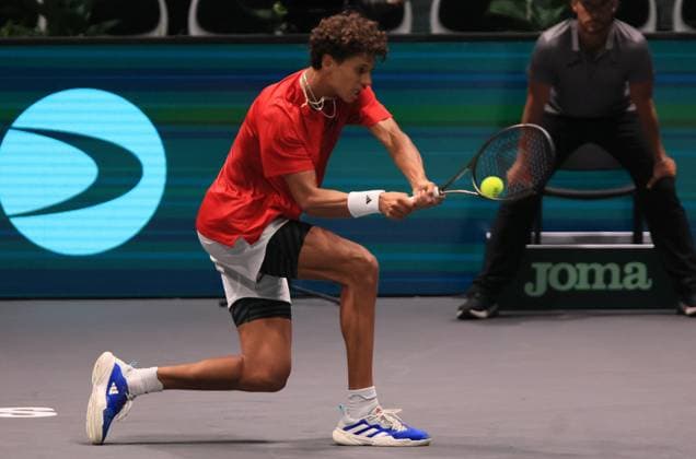 Tennis, Davis Cup, Kanada - Chile Photo Michele Nucci LaPresse - September 16, 2023 Bologna, Italy - tennis - Canada vs. Chile - Finals group A - Gabriel Diallo (CAN) vs. Nicolas Jarry (CHI) - Davis Cup 2023 - Unipol Arena. In the pic: Gabriel Diallo  Copyright: xMichelexNucci LaPressex