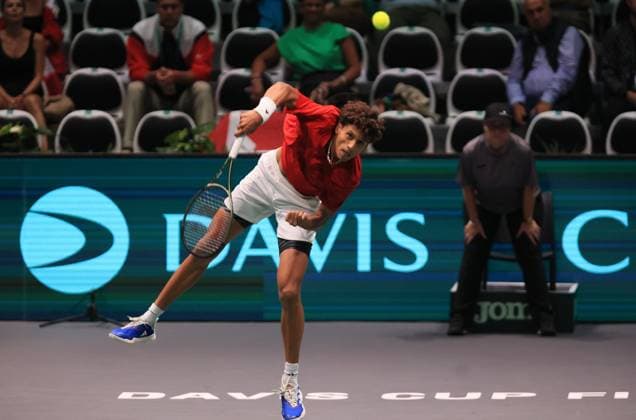 Tennis, Davis Cup, Kanada - Chile Photo Michele Nucci LaPresse - September 16, 2023 Bologna, Italy - tennis - Canada vs. Chile - Finals group A - Gabriel Diallo (CAN) vs. Nicolas Jarry (CHI) - Davis Cup 2023 - Unipol Arena. In the pic: Gabriel Diallo  Copyright: xMichelexNucci LaPressex