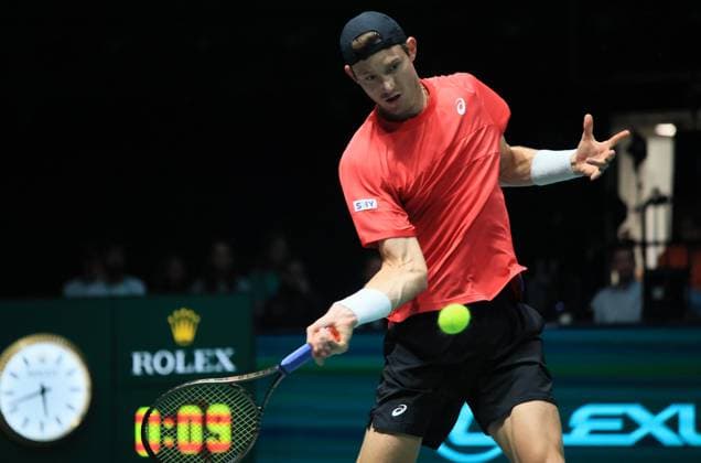 Tennis, Davis Cup, Kanada - Chile Nicolas Jarry during the group A match of the Davis tennis cup final Canada vs Chile at Unipol arena, Bologna, Italy, September 16, 2023 - photo c.b.  Copyright: xCorrispondentexBologna IPAxSportx xx IPA_40350177 IPA_IPA40350177