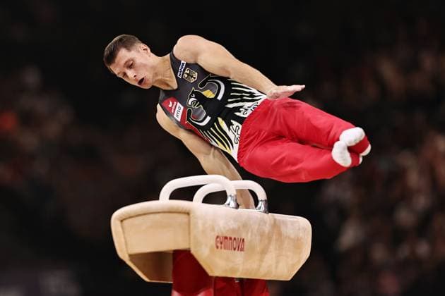 Bilder des Jahres 2023, Sport 09 September Sport Themen der Woche KW37 Sport Bilder des Tages Lukas Dauser, GER, during qualification at 2023 Les Nouveaux Internationaux De France De Gymnastique in Paris-Bercy, world cup; 16 09 2023; *** Lukas Dauser, GER, during qualification at 2023 Les Nouveaux Internationaux De France De Gymnastique in Paris Bercy, world cup 16 09 2023 