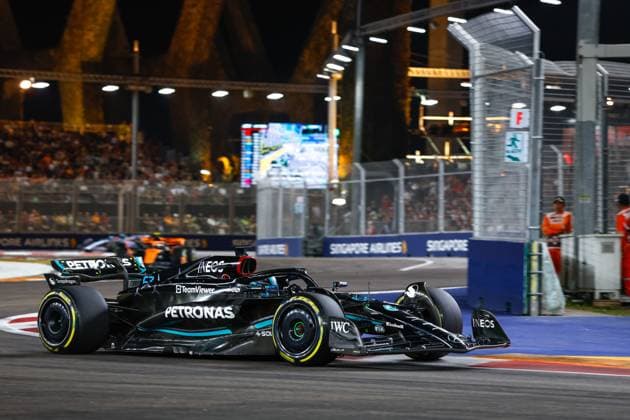 63 George Russell (GBR, Mercedes-AMG Petronas F1 Team), F1 Grand Prix of Singapore at Marina Bay Street Circuit on September 17, 2023 in Singapore, Singapore. (Photo by HOCH ZWEI) Singapore Singapore