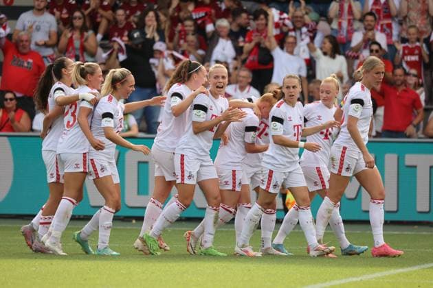 Torjubel 2-1 durch Sharon Beck (Köln, R), 1. FC Köln - RB Leipzig, Google Pixel Frauen Bundesliga, 1. Spieltag, Köln, Deutschland, 17.09.2023.