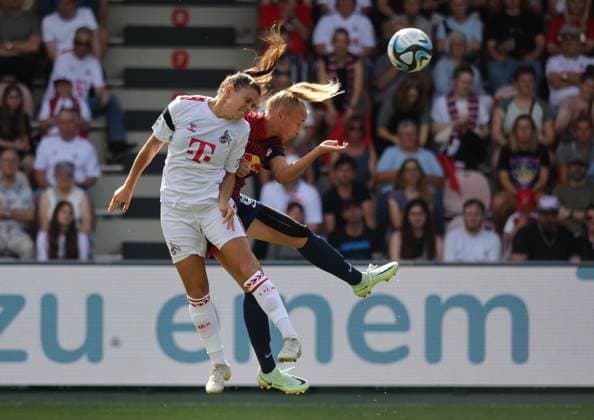 Martyna Wiankowska (Köln), Frederike Kempe (Leipzig), 1. FC Köln - RB Leipzig, Google Pixel Frauen Bundesliga, 1. Spieltag, Köln, Deutschland, 17.09.2023.
