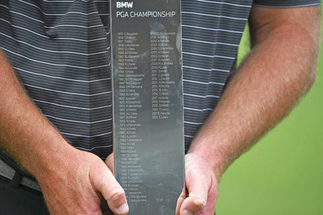 Mandatory Credit: Photo by Sandra Mailer Shutterstock (14094596e) Ryan Fox of New Zealand with the BMW PGA, Golf Herren Championship trophy at Wentworth BMW PGA Championship, Day 4, Golf, Wentworth Club, UK - 17 Sep 2023 BMW PGA Championship, Day 4, Golf, Wentworth Club, UK - 17 Sep 2023  Copyright: xSandraxMailer Shutterstockx 14094596e
