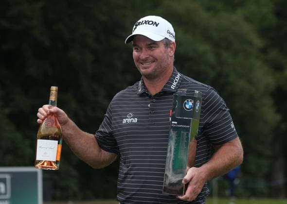 BMW PGA, Golf Herren Championship, Round 4, DP World Tour, European Tour, Wentworth Golf Club, Surrey, UK. - 17th September 2023. Ryan Fox of New Zealand celebrates after winning The 2023 BMW PGA Championship with a score of -18 Par. - BMW PGA Championship, Round 4, DP World Tour, European Tour, Wentworth Golf Club, Surrey, UK. - 17th September 2023. Surrey Wentworth Golf Course United Kingdom Copyright: xDanxWeirx CP_BMW_PGA_Championship_Round_4_65