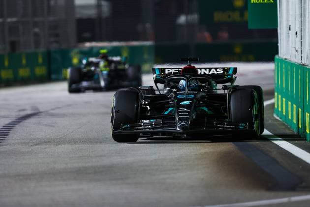 63 George Russell (GBR, Mercedes-AMG Petronas F1 Team), F1 Grand Prix of Singapore at Marina Bay Street Circuit on September 17, 2023 in Singapore, Singapore. (Photo by HOCH ZWEI) Singapore Singapore