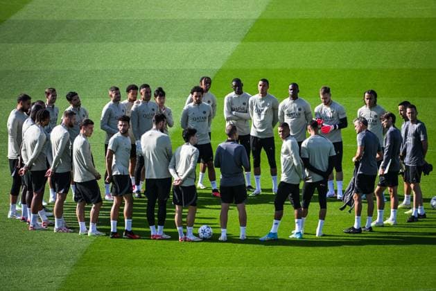 September 18, 2023, Poissy, France, France: Team of PSG during a Paris Saint-Germain training session at Campus PSG on September 18, 2023 in Poissy near Paris, France. Poissy France - ZUMAm308 20230918_zsp_m308_003 Copyright: xMatthieuxMirvillex