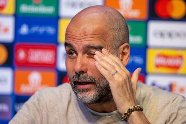 Football - UEFA Champions League - Group G MD-1 - Manchester City FC v Red Star Belgrade CF MANCHESTER, ENGLAND - Monday, September 18, 2023: Manchester City s manager Josep Pep Guardiola during a pre-match press conference, PK, Pressekonferenz at the Etihad Campus ahead of the UEFA Champions League Group G match between Manchester City FC and Red Star Belgrade. MANCHESTER City of Manchester Stadium GREATER MANCHESTER ENGLAND  Copyright: xDavidxRawcliffex P2023-09-18-Man_City_Red_Star_MD-1-15