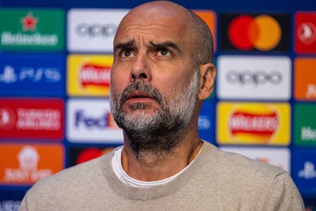 Football - UEFA Champions League - Group G MD-1 - Manchester City FC v Red Star Belgrade CF MANCHESTER, ENGLAND - Monday, September 18, 2023: Manchester City s manager Josep Pep Guardiola during a pre-match press conference, PK, Pressekonferenz at the Etihad Campus ahead of the UEFA Champions League Group G match between Manchester City FC and Red Star Belgrade. MANCHESTER City of Manchester Stadium GREATER MANCHESTER ENGLAND  Copyright: xDavidxRawcliffex P2023-09-18-Man_City_Red_Star_MD-1-3