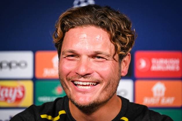 September 18, 2023, Paris, France, France: Edin TERZIC of Borussia Dortmund during a Borussia Dortmund press conference, PK, Pressekonferenz at Parc des Princes Stadium on September 18, 2023 in Paris, France. Paris France - ZUMAm308 20230918_zsp_m308_023 Copyright: xMatthieuxMirvillex