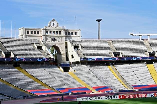 Media activities R Antwerp FC - Champions League 18 09 2023 BARCELONA, SPAIN - SEPTEMBER 18 : Olympic Stadium pictured during a press conference, PK, Pressekonferenz prior to the UEFA Champions League match between FC Barcelona, Barca and Royal Antwerp FC on September 18, 2023 in Barcelona, Spain, 18 09 2023 Barcelona Spain  Copyright: xPeterxDexVoechtx